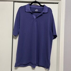 AHEAD EXTREME Men's Large Striped Golf Polo Shirt Purple Navy Blue‎